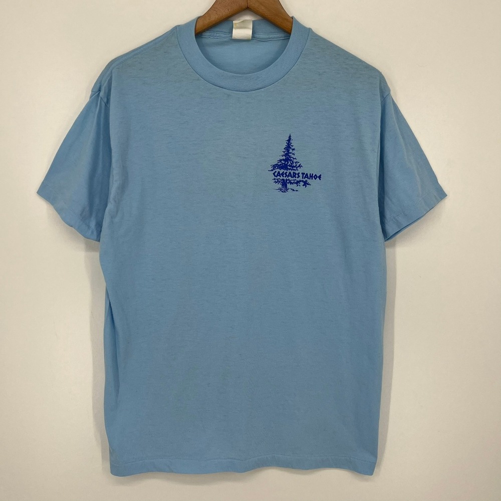Vintage Ched by Anvil Caesars Tahoe Graphic T-Shirt Light Blue XL Made in USA